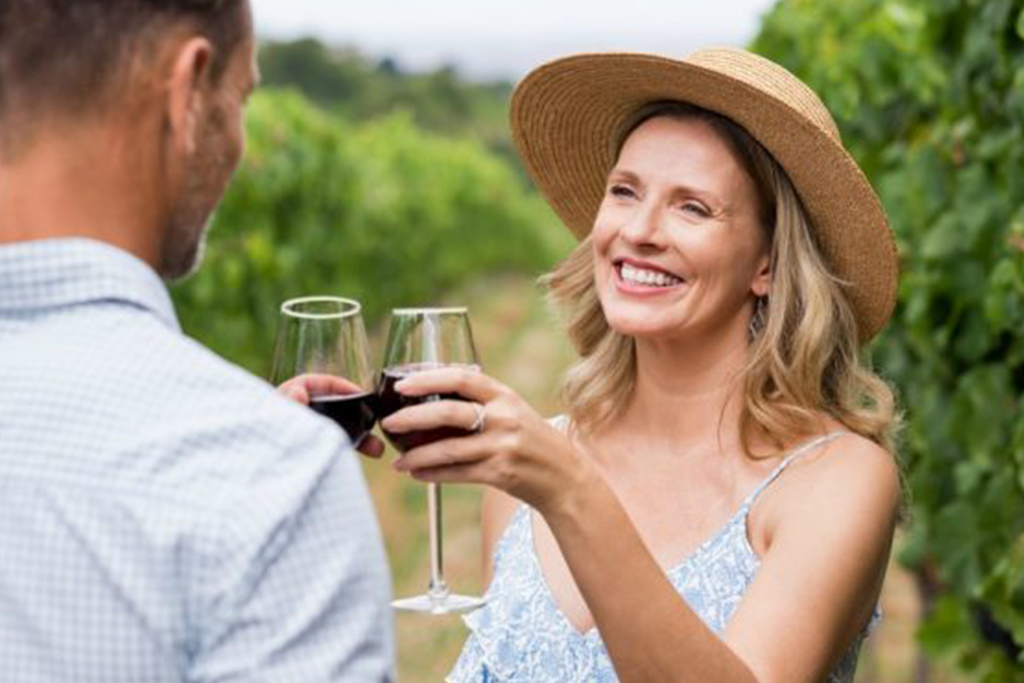 Couple visiting local winery during Canberra Wine Week