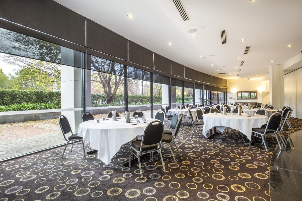 Window facing view of Glebe meeting room at Crowne Plaza Canberra